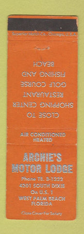 Matchbook Cover - Archie's Motor Lodge West Palm Beach FL