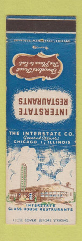 Matchbook Cover - Interstate Restaurants Chicago IL Glass House