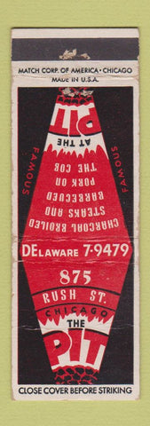 Matchbook Cover - The Pit Restaurant Chicago IL CREASE