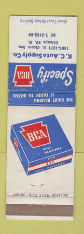 Matchbook Cover - BCA Ball Bearings KC Auto Supply Chicago IL WEAR