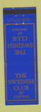 Matchbook Cover - Swedish Club Chicago IL