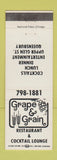 Matchbook Cover - Grape & Grain Restaurant Chicago IL