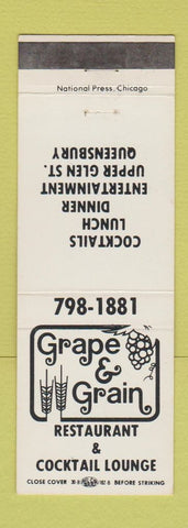 Matchbook Cover - Grape & Grain Restaurant Chicago IL