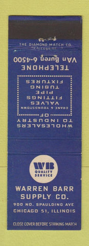 Matchbook Cover - Warren Barr Supply Chicago IL Valves Fittings Pipes