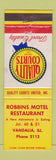 Matchbook Cover - Robbins Motel Restaurant Vandalia IL WEAR