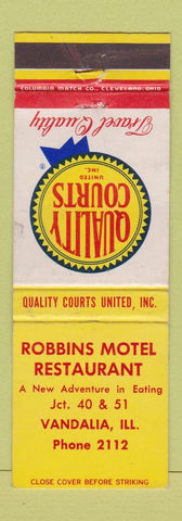 Matchbook Cover - Robbins Motel Restaurant Vandalia IL WEAR