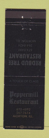 Matchbook Cover - Peppermill Restaurant Morton IL Redbud Tree BLACK