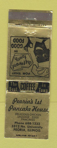 Matchbook Cover - Peoria's 1st Pancake House Peoria IL GOLD WEAR