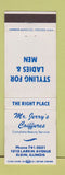 Matchbook Cover - Mr Jerry's Coiffures Elgin IL salon