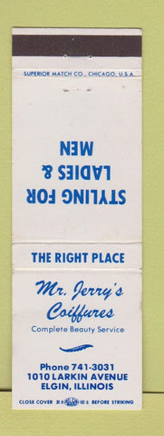 Matchbook Cover - Mr Jerry's Coiffures Elgin IL salon