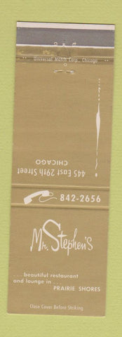 Matchbook Cover - Mr Stephen's Restaurant Chicago IL