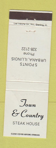 Matchbook Cover - Town & Country Steak House Urbana IL WEAR