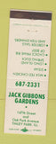 Matchbook Cover - Jack Gibbons Gardens Tinley Park IL