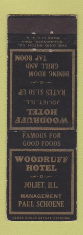 Matchbook Cover - Woodruff Hotel Joliet IL