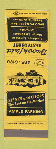 Matchbook Cover - Brookfield Restaurant Brookfield IL WORN