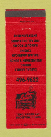 Matchbook Cover - Mama Luigis Restaurant Italian Bridgeview IL