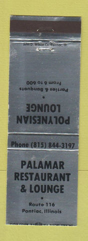 Matchbook Cover - Palamar Restaurant Lounge Pontiac IL Polynesian WEAR