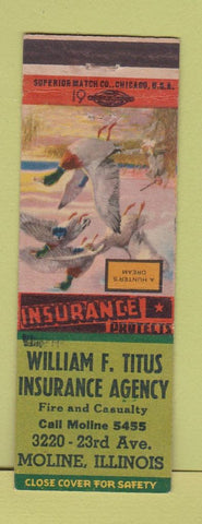 Matchbook Cover - William Titus Insurance Moline IL