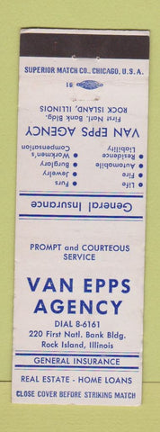 Matchbook Cover - Van Epps Insurance Real Estate Rock Island IL WEAR