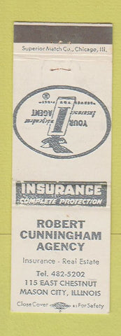 Matchbook Cover - Robert Cunningham Insurance Mason City IL