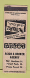 Matchbook Cover - Reich Becker Insurance Forest Park low phone # WEAR