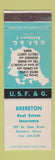 Matchbook Cover - USF&G Insurance Brereton Real Estate Belvidere IL