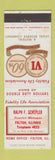 Matchbook Cover - Fidelity Life Insurance Ralph Schepler Fulton IL