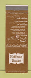 Matchbook Cover - Hoffman House Restaurants Madison Wausau WI Rockford IL
