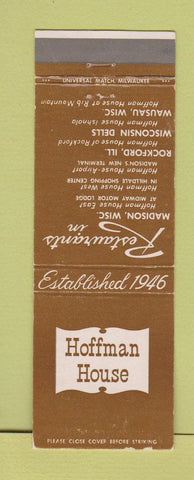 Matchbook Cover - Hoffman House Restaurants Madison Wausau WI Rockford IL
