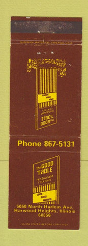 Matchbook Cover - The Good Table Harwood Heights IL