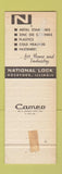 Matchbook Cover - National Lock Rockford IL