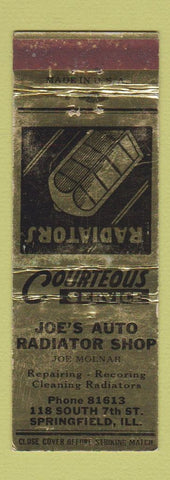 Matchbook Cover - Joe's Auto Radiator Shop Springfield IL WEAR