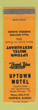 Matchbook Cover - Uptown Motel Restaurant Fairfield IL