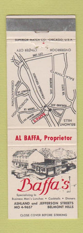 Matchbook Cover - Baffa's Restaurant Belmont Hills IL