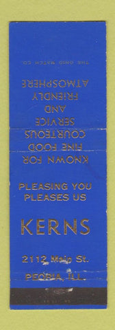 Matchbook Cover - Kerns Restaurant Peoria IL MISPRINT