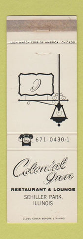 Matchbook Cover - Colonial Inn Schiller Park IL WEAR