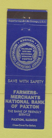 Matchbook Cover - Farmers Merchants Bank Paxton IL