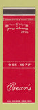 Matchbook Cover - Oscar's Morton Grove IL