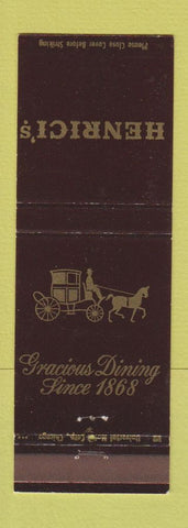 Matchbook Cover - Henrici's Chicago Des Plaines Oakbrook Rockford IL
