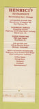 Matchbook Cover - Henrici's Chicago Des Plaines Oakbrook Rockford IL