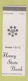 Matchbook Cover - Henry State Bank IL WEAR