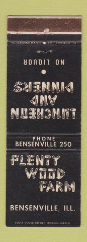 Matchbook Cover - Plenty Wood Farm Bensenville IL