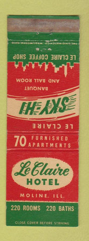 Matchbook Cover - Le Claire Hotel Moline IL WEAR