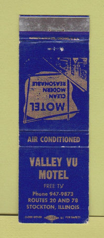 Matchbook Cover - Valley Vu Motel Stockton IL WEAR