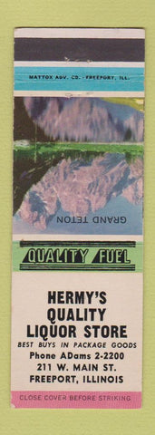 Matchbook Cover - Hermy's Quality Liquor Store Freeport IL