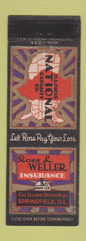 Matchbook Cover - Ross Weller Insurance Springfield IL