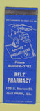 Matchbook Cover - Belz Drug Pharmacy Oak Park IL WEAR