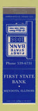 Matchbook Cover - First State Bank Mendota IL