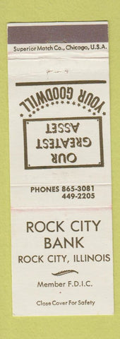Matchbook Cover - Rock City Bank IL WEAR