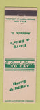 Matchbook Cover - Harry and Billie's Andalusia IL